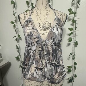 Camo Halter Top - Black and Gray